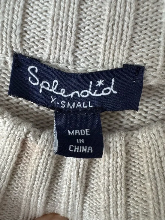 Splendid Cream Tie-Waist Long Sleeve Sweater Dress - Picture 3 of 7